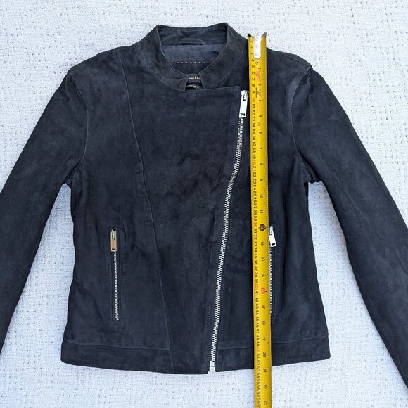 MASSIMO DUTTI Black Lambskin Suede Moto 4724 Jacket Size XS - Picture 5 of 9